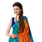 Vamika Multi Color Desinger China Chifon With Piping And Lace Saree