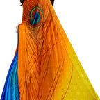 Vamika Blue & Yellow Desinger China Chifon With Piping And Lace Saree