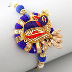 Blue Peacock Rakhi & Kaju Katli Box