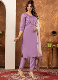 Prazu Fashion Lavender Marina Silk Thread Embroidered Kurta Set - Distacart