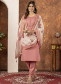 Prazu Fashion Peach Marina Silk Thread Embroidered Kurta Set - Distacart