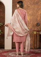 Prazu Fashion Peach Marina Silk Thread Embroidered Kurta Set - Distacart