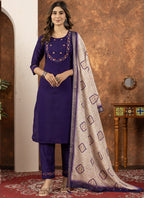 Prazu Fashion Purple Marina Silk Thread Embroidered Kurta Set - Distacart