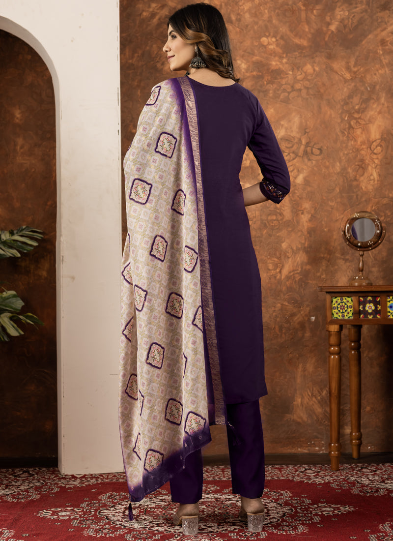 Prazu Fashion Wine Marina Silk Thread Embroidered Kurta Set - Distacart