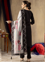 Prazu Fashion Black Roman Silk Thread Embroidered Designer Kurta Set - Distacart