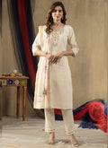 Prazu Fashion Off White Shimmer Gold Silk Thread Embroidered Designer Kurta Set - Distacart