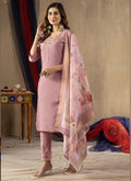 Prazu Fashion Onion Pink Shimmer Gold Silk Thread Embroidered Designer Kurta Set - Distacart