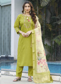 Prazu Fashion Parrot Green Viscose Silk Thread Embroidered Designer Kurta Set - Distacart