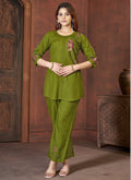 Prazu Fashion Mahendi Rayon Multi Embroidery Thread Work Co-Ords Set - Distacart