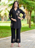 Prazu Fashion Black Rayon Multi Embroidery Thread Work Co-Ords Set - Distacart