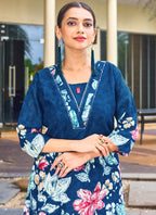 Prazu Fashion Blue Pure Cotton Stylish Prints Co-Ords Set - Distacart