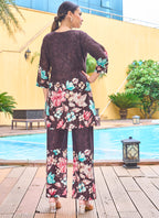 Prazu Fashion Coffee Pure Cotton Stylish Prints Co-Ords Set - Distacart