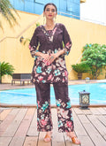 Prazu Fashion Coffee Pure Cotton Stylish Prints Co-Ords Set - Distacart