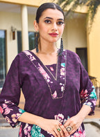 Prazu Fashion Purple Pure Cotton Stylish Prints Co-Ords Set - Distacart