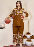 Prazu Fashion Mustard Pure Cotton Stylish Prints Co-Ords Set - Distacart