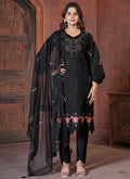 Prazu Fashion Black Viscose Roman Silk Embroidered Sequence Work Kurta Set - Distacart