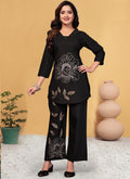 Prazu Fashion Black Viscose Rayon Embroidery Thread Work Co-Ords Set - Distacart