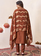 Prazu Fashion Brown Roman Silk Embroidered Sequence Work Kurta Set - Distacart