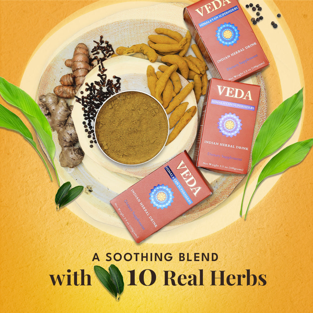Veda Wellness Kadha - Diabetics Friendly, Fortified with Himalayan Superherbs For Cough & Cold - Distacart