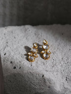 White Gold-Toned Contemporary Gold-Plated Drops Earrings - Ruby Raang - Distacart