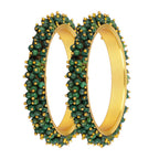 Mominos Fashion Joharkamal Gold-Plated Green Beads Work Bangles - Distacart