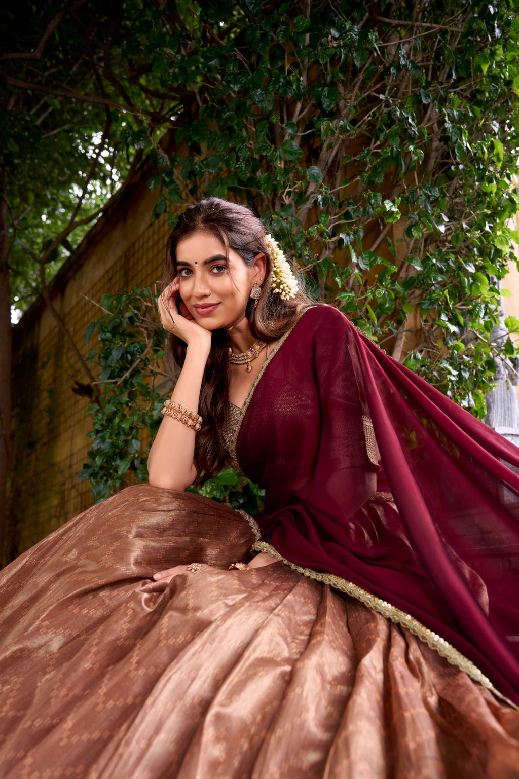 Evanik Traditional Peach Dupion Silk With Zari Weaving Work Lehenga Choli - Distacart