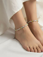 NVR Women Silver Plated Multicolour Artificial Beads Anklet