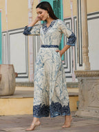 Juniper Women's Offwhite Rayon Staple Printed With Embroidery Straight Jumpsuit - Distacart