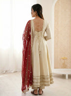 Teeya Creation Cream Cosmos Gold Lace Work Party Wear Gown - Distacart