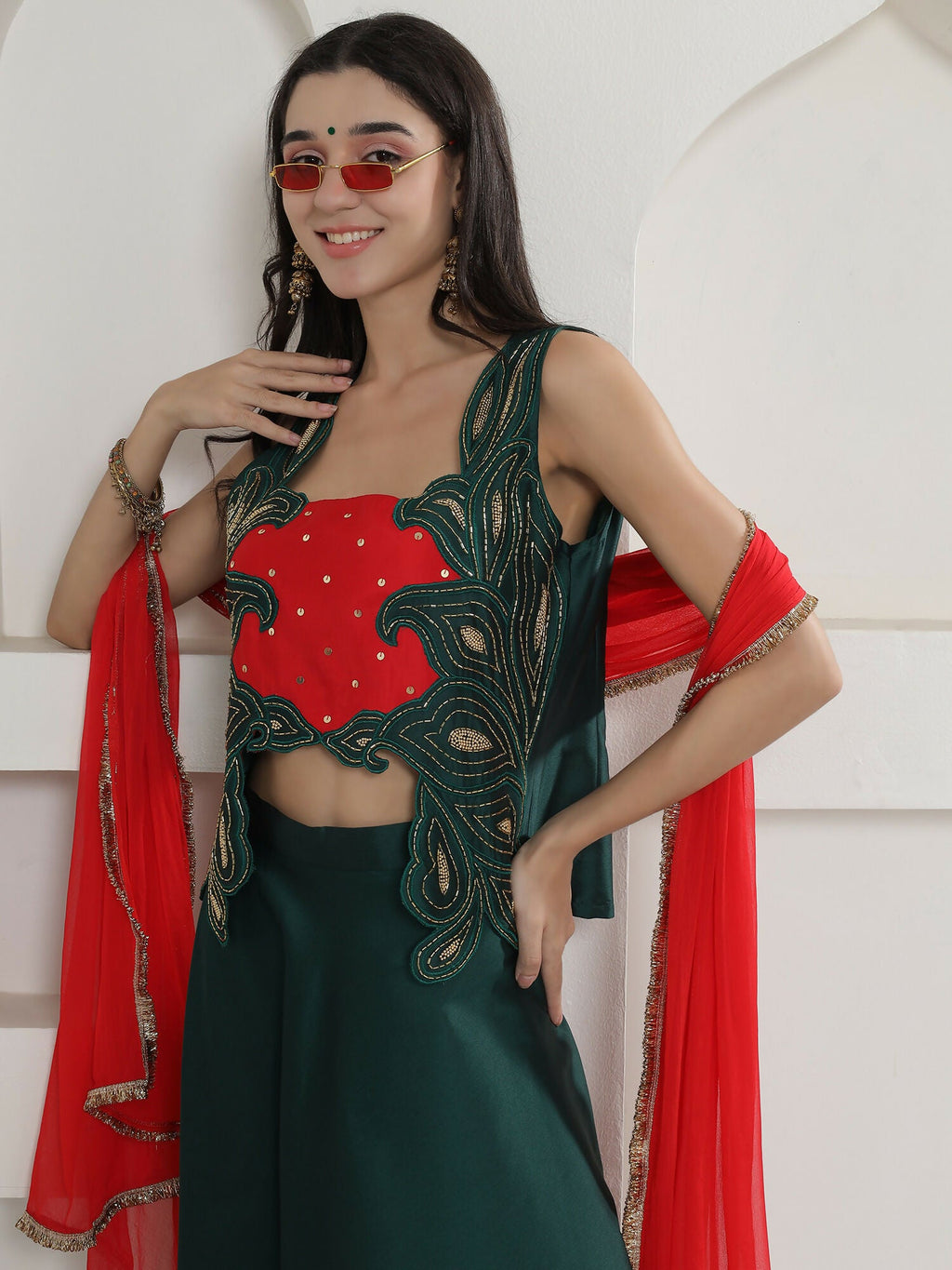 Joban Fashion Green Lehnga Top And Dupatta Set
