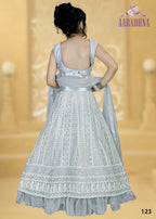 Wedding Designer Prussianblue Net Kidswear Lahenga - Aaradhna