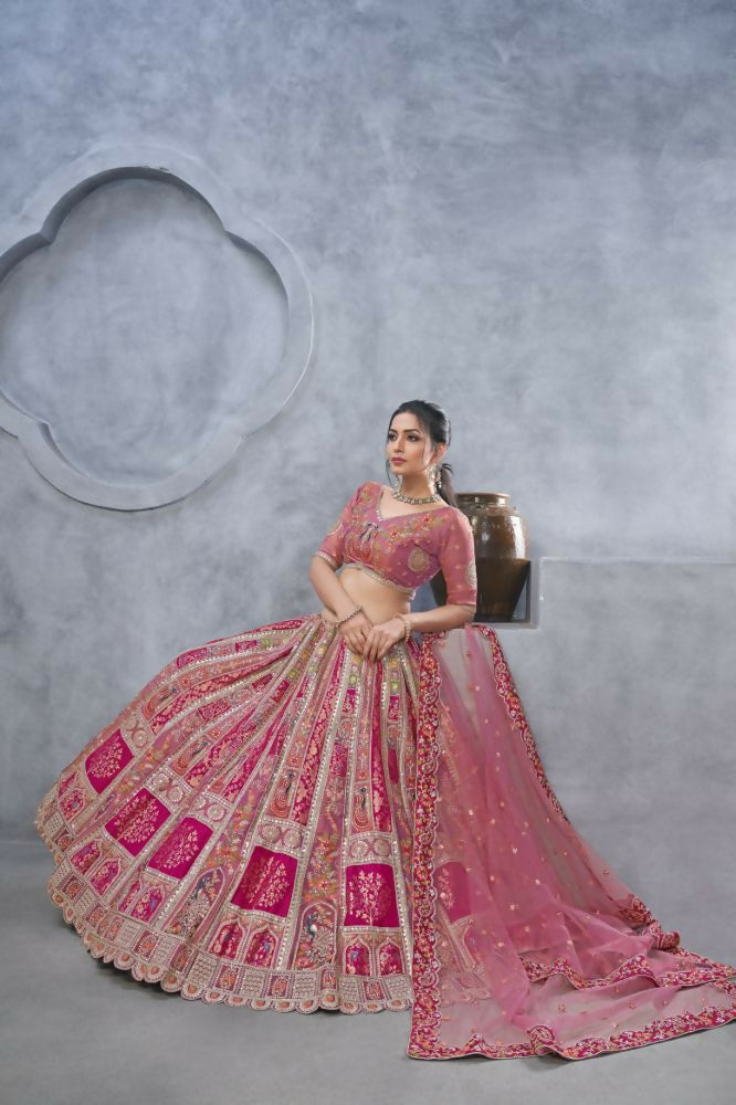 Kesar Fab Purple Organza Embroidered Lehenga