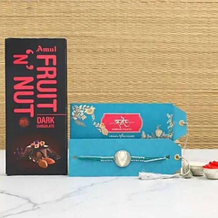 Black Panther Rakhi & Amul Dark Fruit N Nut Chocolate