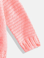 Chutput Kids Pink-Coloured Solid Pullover For Baby Boys with Applique Detail