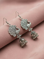 NVR Women Peacock Design German Silver Oxidised Jhumka Earrings - Distacart