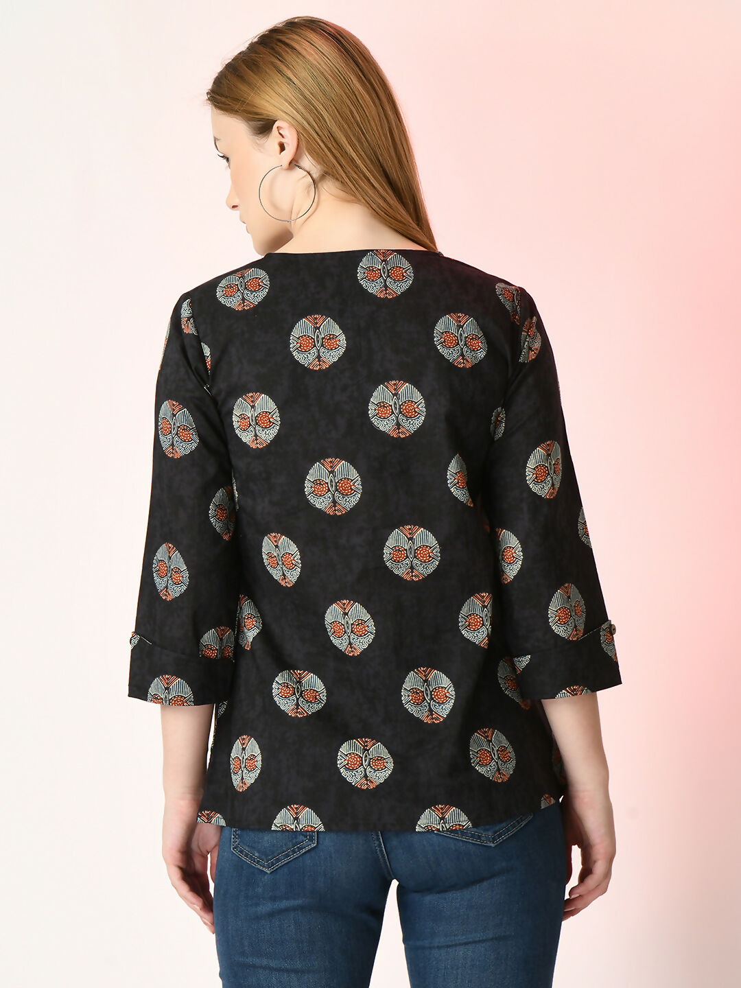 Myshka Women's Black Printed Top