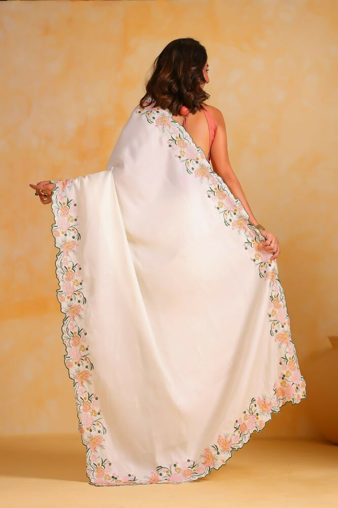 Vamsee Sundha White Tussar Silk Saree