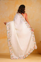 Vamsee Sundha White Tussar Silk Saree
