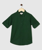 Manet Boys Full Sleeves Solid Shirt - Green