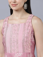 Myshka Women Peach-Coloured White Floral Printed Kurta with Sharara With Dupatta Set - Distacart