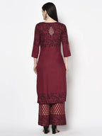 Aniyah Rayon Maroon Color Block Print Straight Kurta (AN-185K)