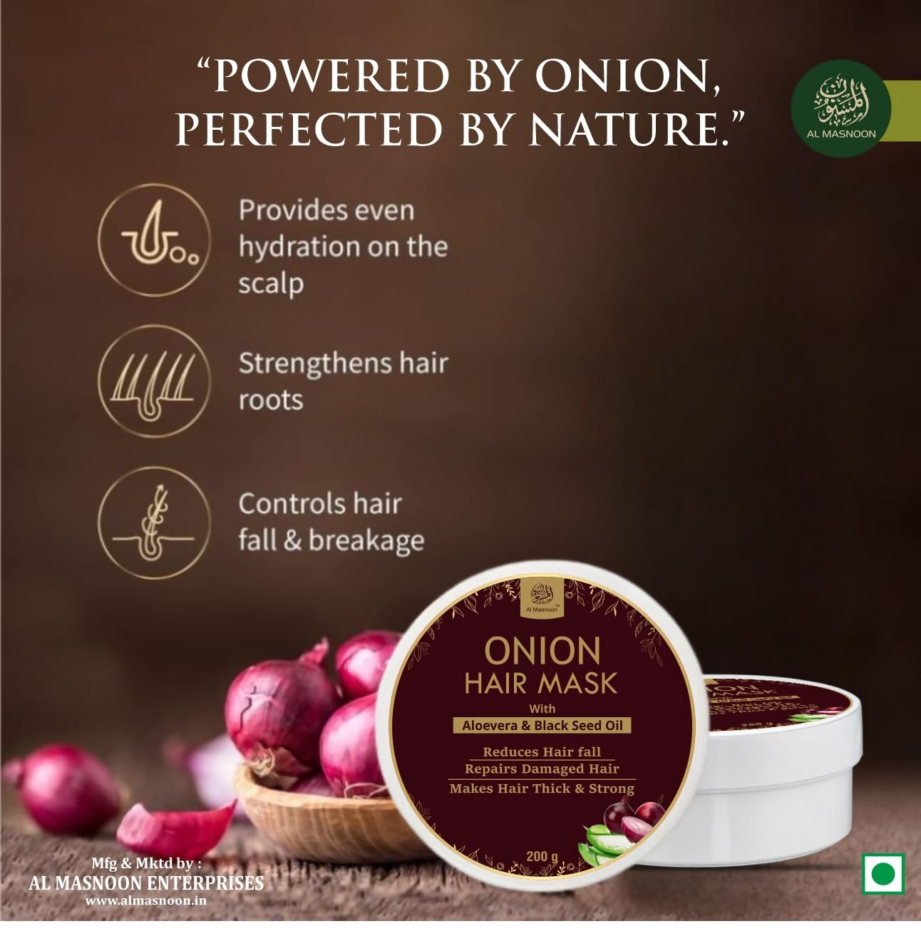 Al Masnoon Onion Hair Mask with Aloe Vera & Black Seed Oil - Distacart