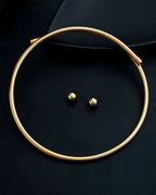 VOJ Gold-Polished Western Snake Hasli with Studs Earrings Set
