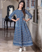 Partywear Designer Steel Blue Pure Maslin Gown - Anbazaar - Distacart