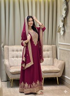 Teeya Creation Rani Color Faux Georgette Embroidery Work Long Party Wear Gown - Distacart