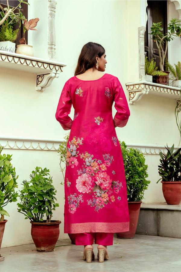 The52 Women Gorgeous Chanderi Cotton Fabric Straight Kurta, Pant and Dupatta Set - Distacart