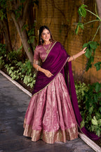 Evanik Traditional Pink Dupion Silk With Zari Weaving Work Lehenga Choli - Distacart