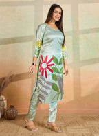 Prazu Fashion Light Pista Printed Cotton Reyon Kurta Pant Set - Distacart