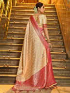 Anaita Off White Banarasi Saree With Blouse Piece - Distacart