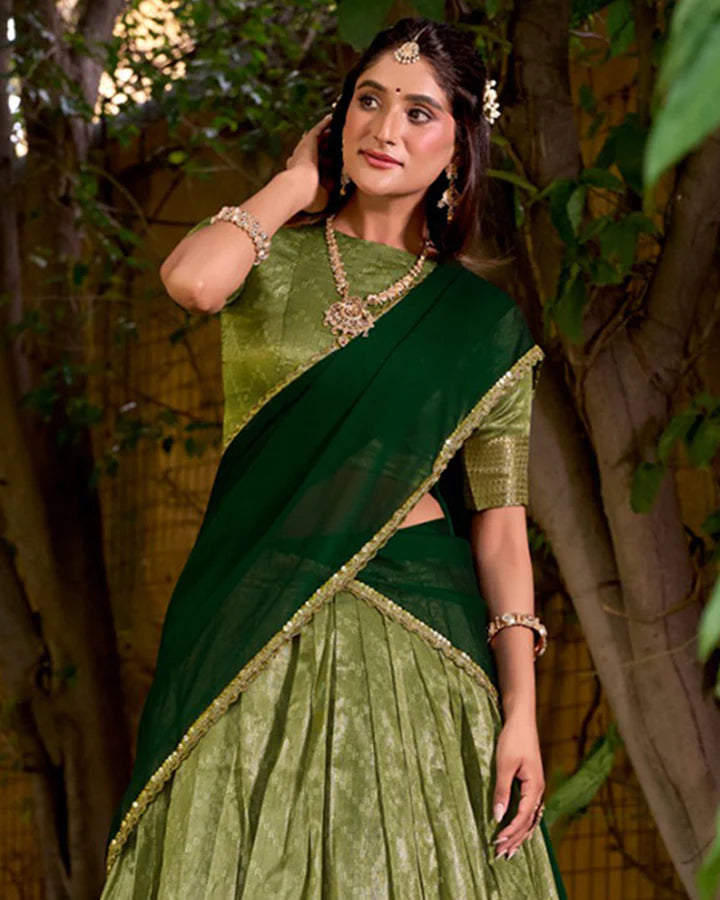 Evanik Traditional Pista Dupion Silk With Zari Weaving Work Lehenga Choli - Distacart